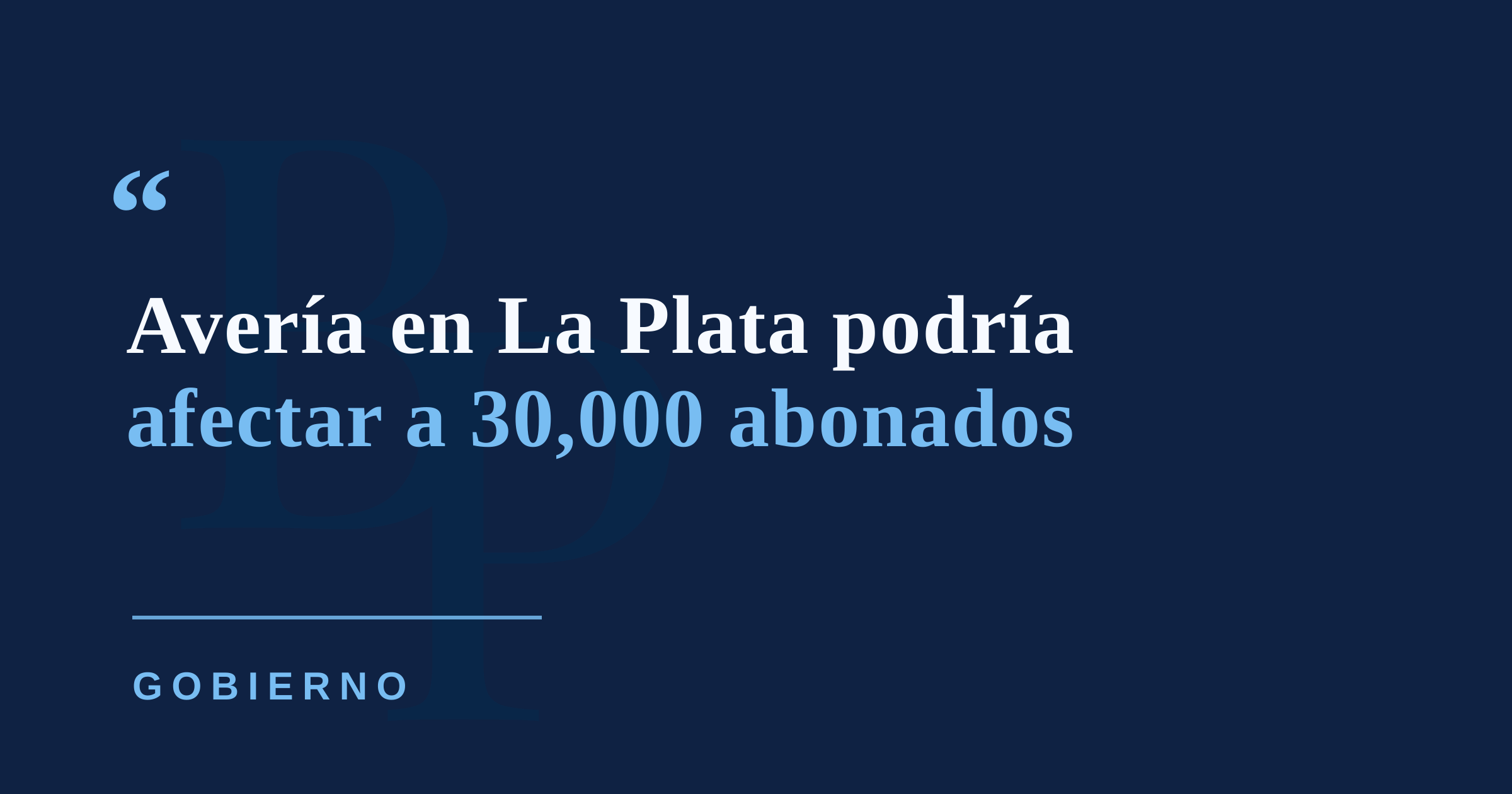 Avería en bomba de La Plata amenaza con interrupciones de agua a 30,000 abonados