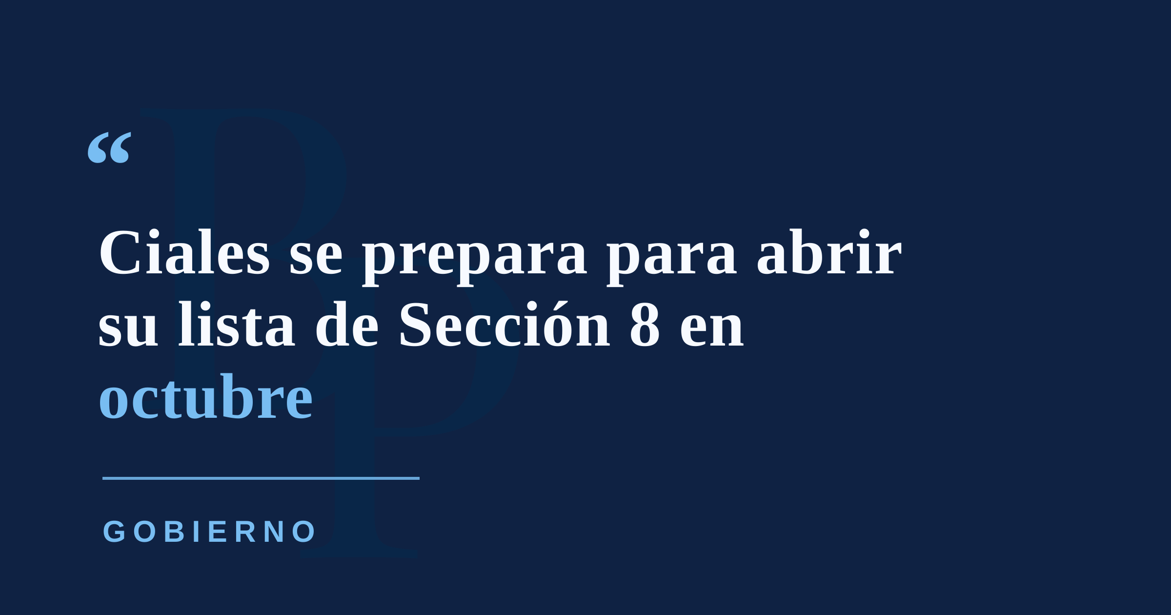 Ciales abrirá en octubre solicitudes para el programa federal de Sección 8